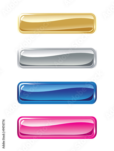 Set of vector glass shone buttons on a white background