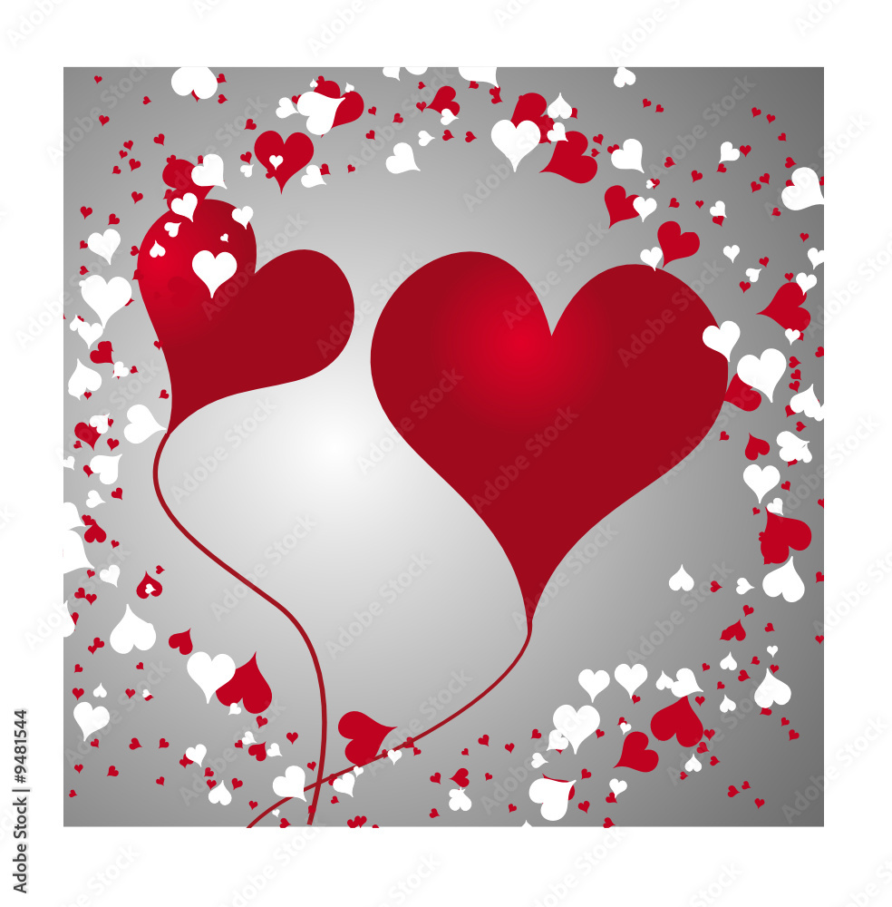 deux ballons en forme de coeur qui s'envolent