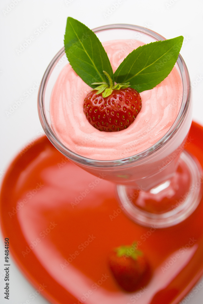 Strawberry fruit drink with garnish Strawberry fruit drink with garnish