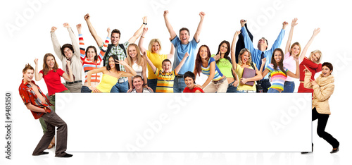 Happy funny people. Isolated over white background. #9485150