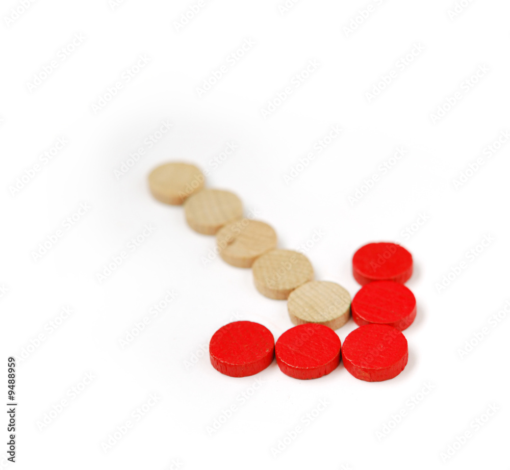 Arrow symbol made from wooden chips Arrow symbol made from wooden chips