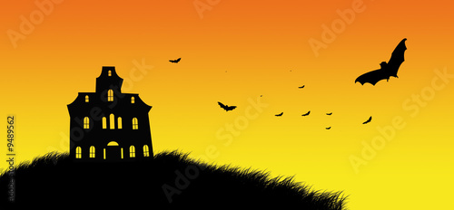 maison hantée et chauve-souris