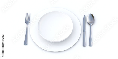 Place setting in white shades