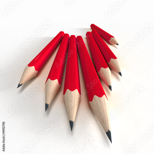 3D-rendering of red pencils