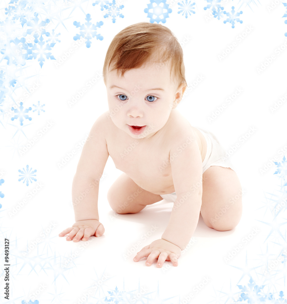 bright picture of crawling baby boy in diaper bright picture of crawling baby boy in diaper