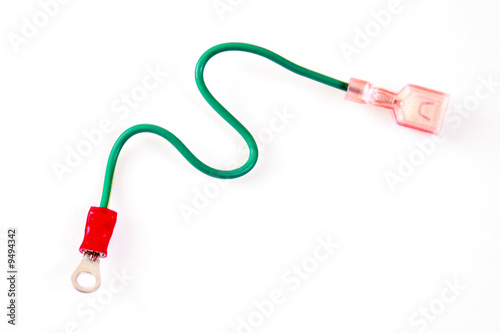 Green electronics cable with two connectors.