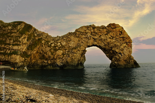 Durdle Door, a natural arch caused by Limestone Erosion.