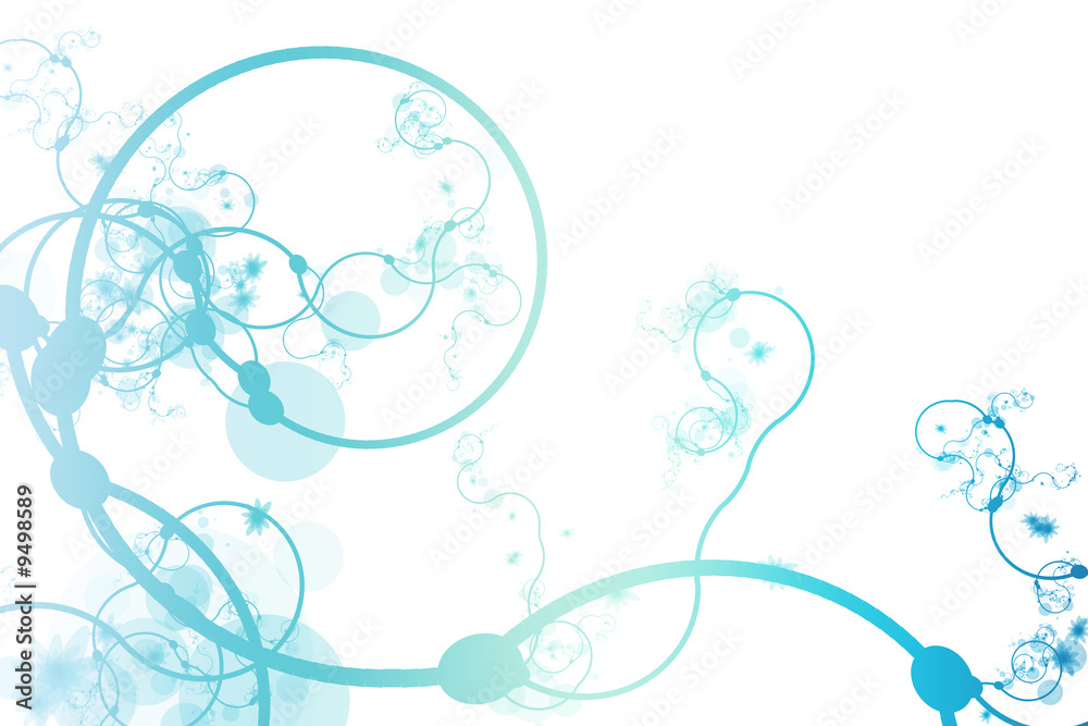 Blue Abstract Curving Line Vines in White Background Blue Abstract Curving Line Vines in White Background