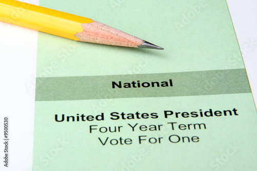 Close up of ballot for US president with pencil