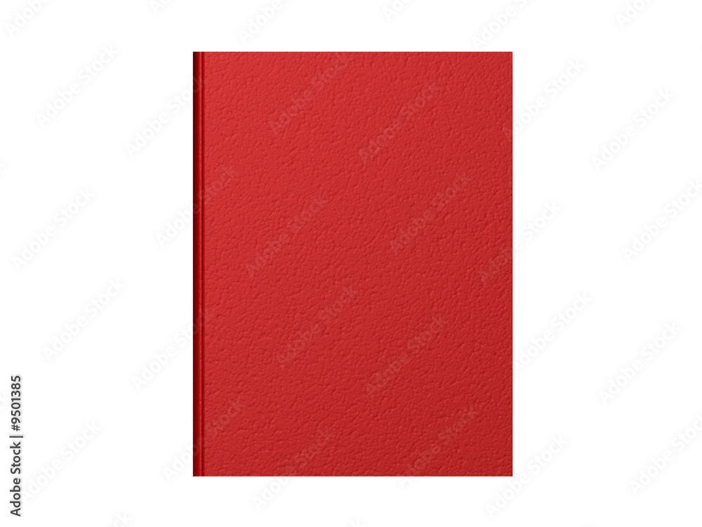 Top down view of a closed red book with a textured cover. Top down view of a closed red book with a textured cover.