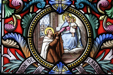 Leinwandbilder Buntglas Bleiglasfenster französischer Dorfkirche  © Fox_Dsign