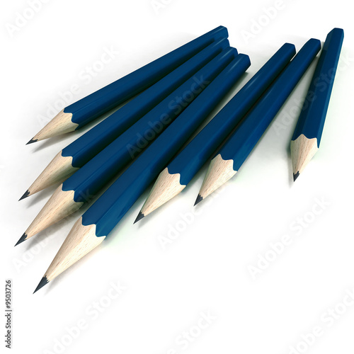 3D rendering of blue pencils
