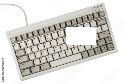 computer keyboard and business card