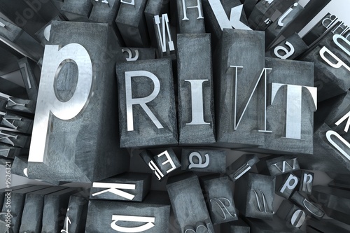 Fototapeta heap of letter cases forming the word print