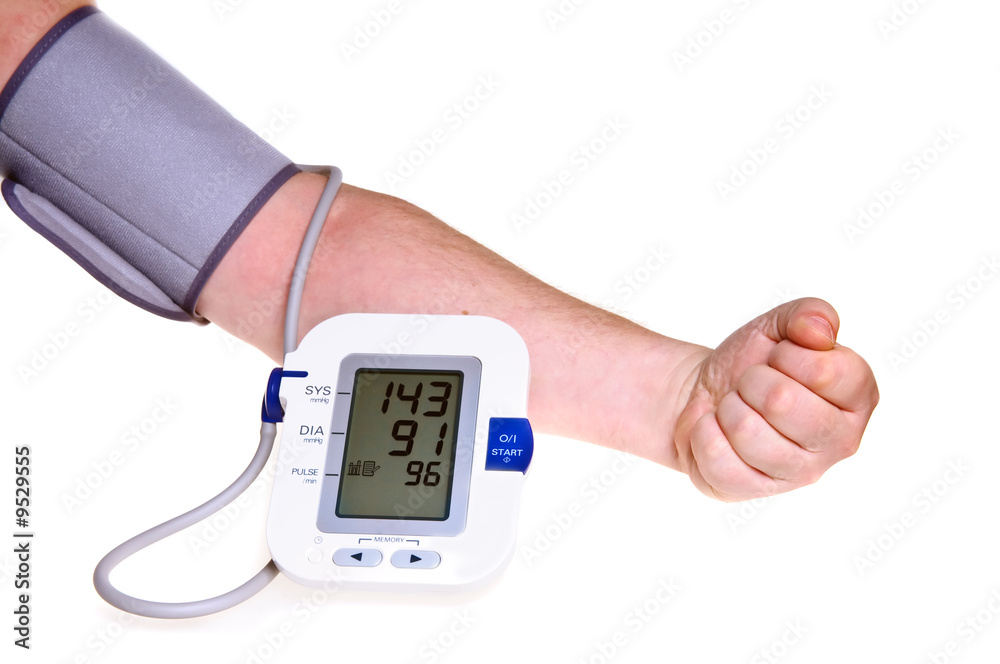Checking the blood pressure isolated over white Checking the blood pressure isolated over white