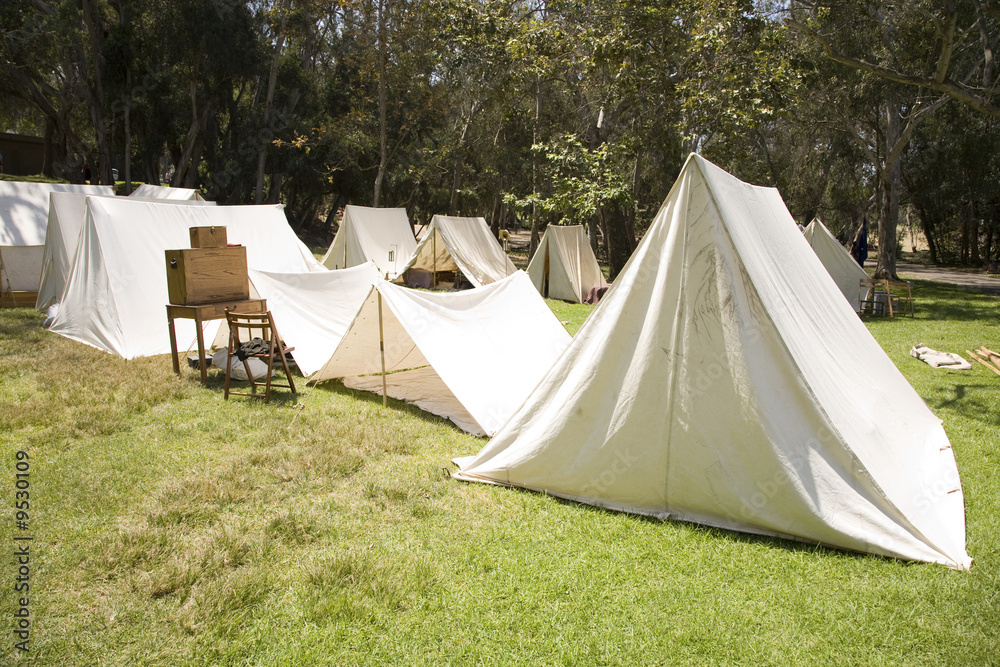 American Civil War era military encampment or bivouac