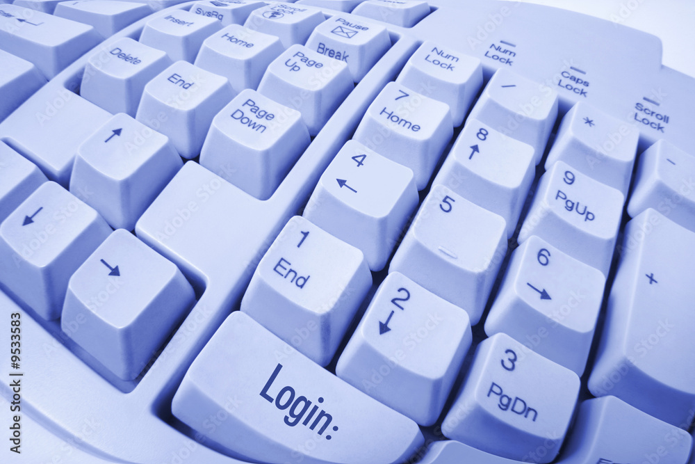 Close Up of Computer Keyboard in Blue Tone Close Up of Computer Keyboard in Blue Tone
