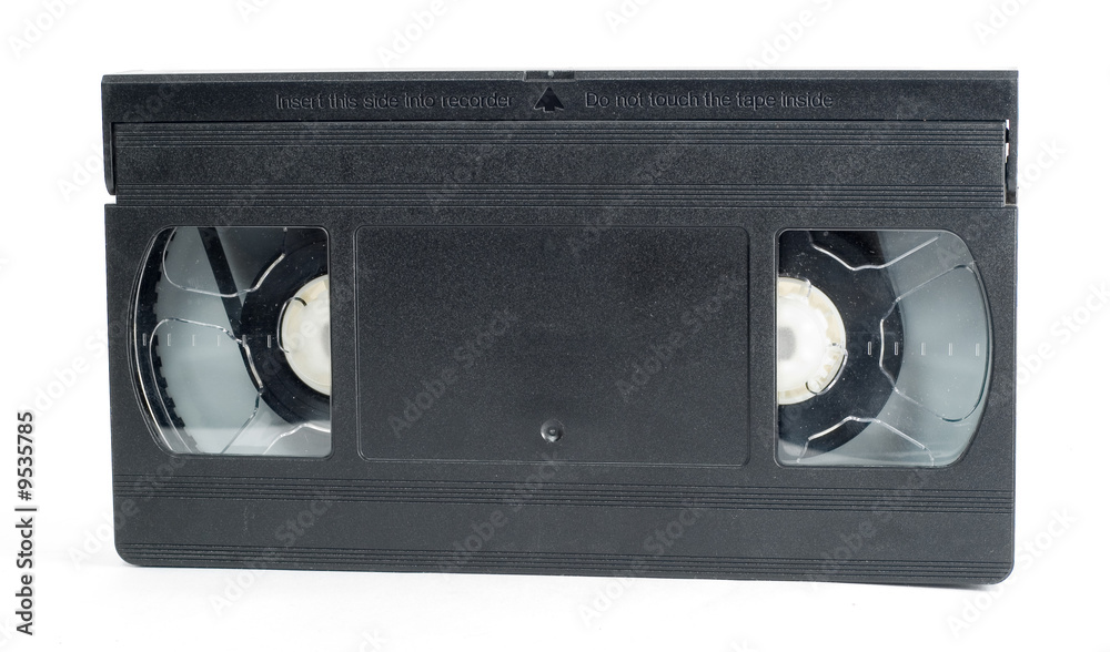 one black video tape isolated on white