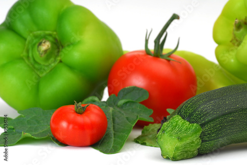 Mix of veggies placed on white background