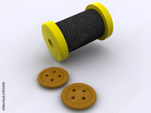 bobbin and a buttons. 3d