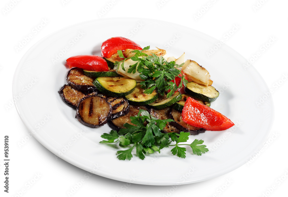 Grilled Vegetables Plate Served with Parsley Grilled Vegetables Plate Served with Parsley