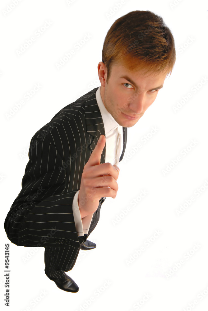 businessman in black suit aggressively specifies businessman in black suit aggressively specifies