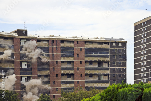 Photos Implosion of a 1960s building in Sighthill, Edinburgh.