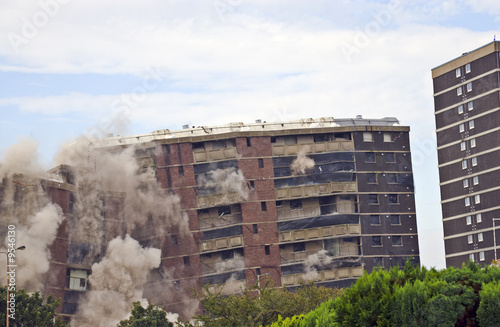 Fotografia, Obraz Demolition of 1960s building in Sighthill, Edinburgh.
