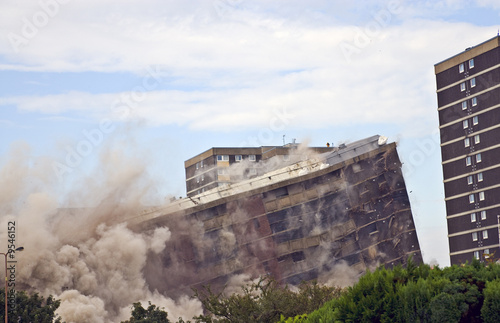 Demolition of 1960s building in Sighthill, Edinburgh. photo