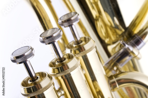 High key close up of euphonium valves photo