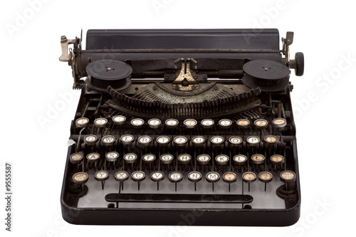 Vintage typewriter on an isolated white background