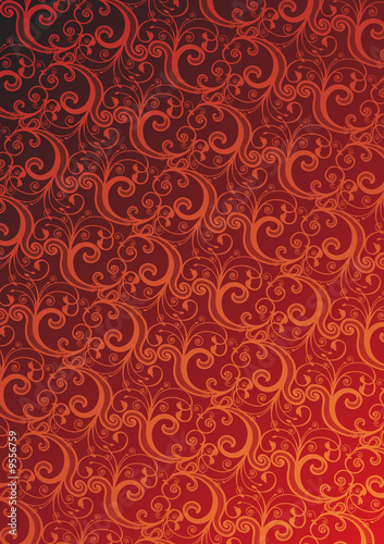 Red floral wallpaper