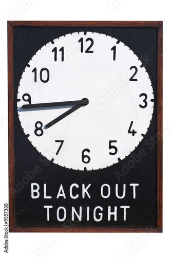 A Second World War sign giving details of the Black Out