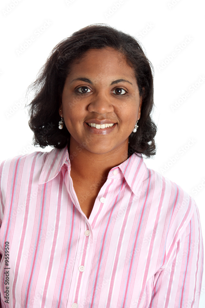 Portrait of a minority woman on white background Portrait of a minority woman on white background