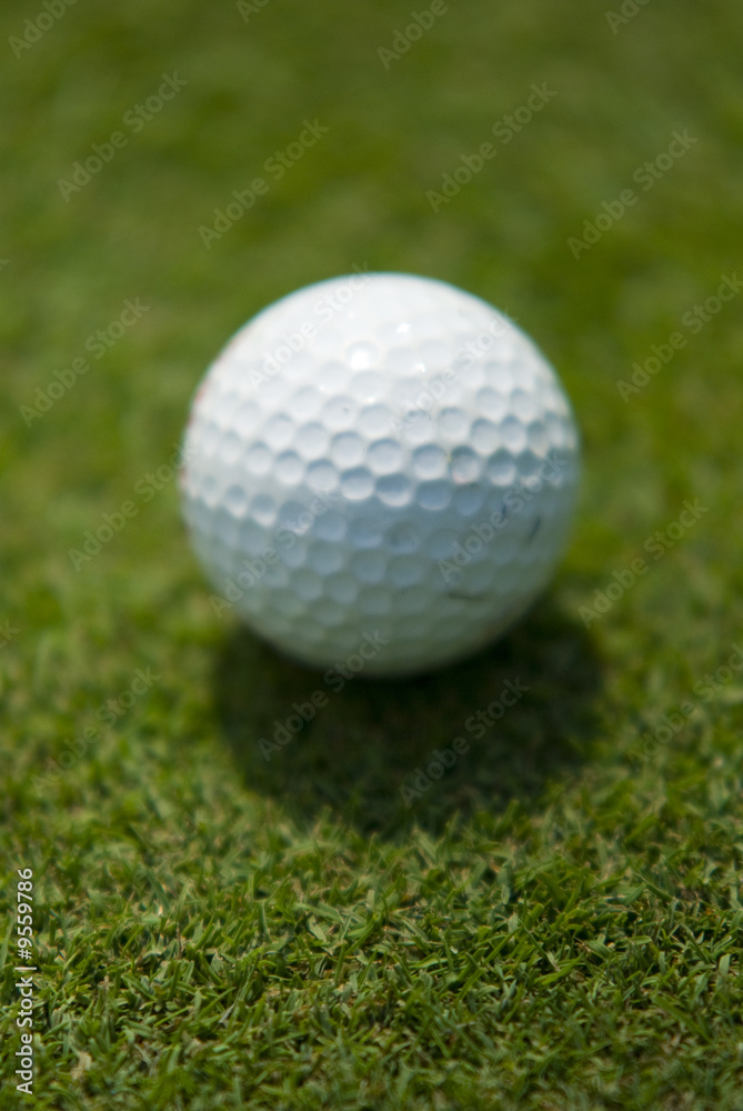 Golf club view of Golf ball in the putting green - sport Golf club view of Golf ball in the putting green - sport