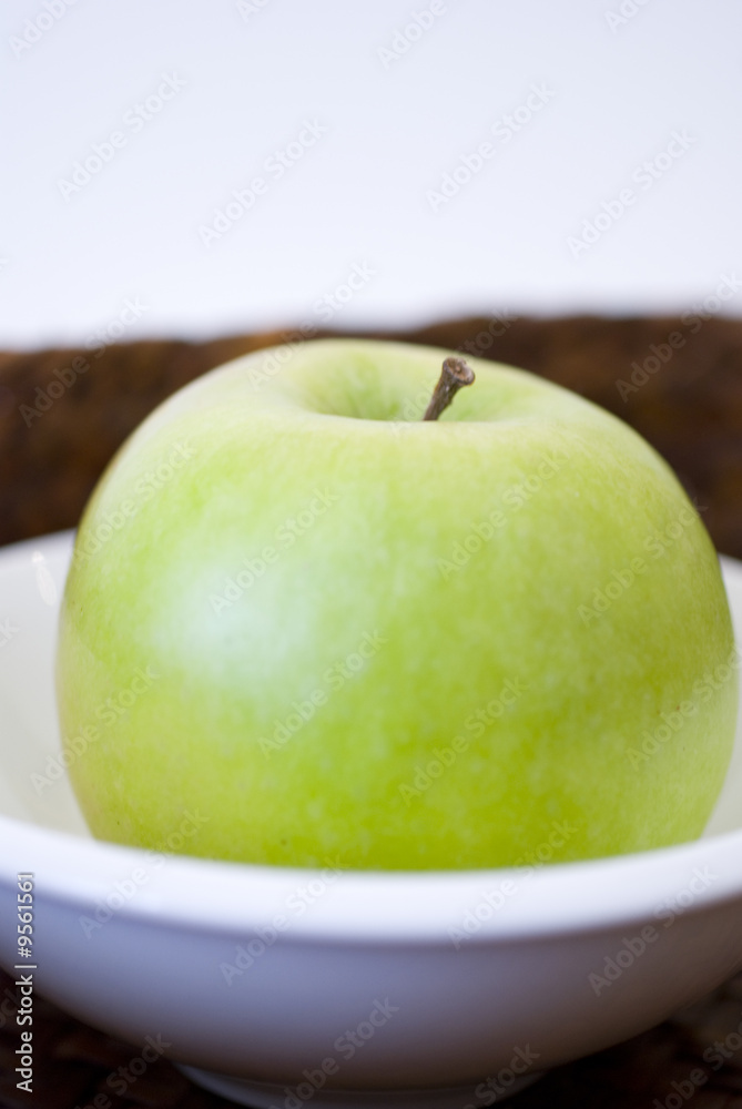 Fresh green apple fruit breakfast on white background Fresh green apple fruit breakfast on white background