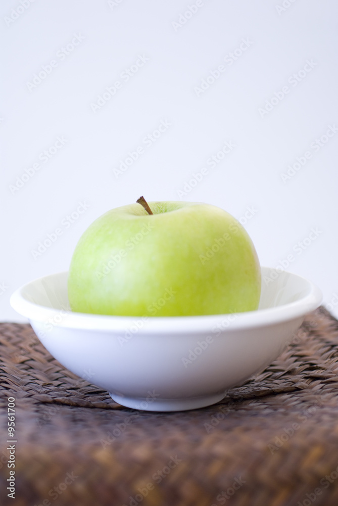 Fresh green apple fruit breakfast on white background Fresh green apple fruit breakfast on white background