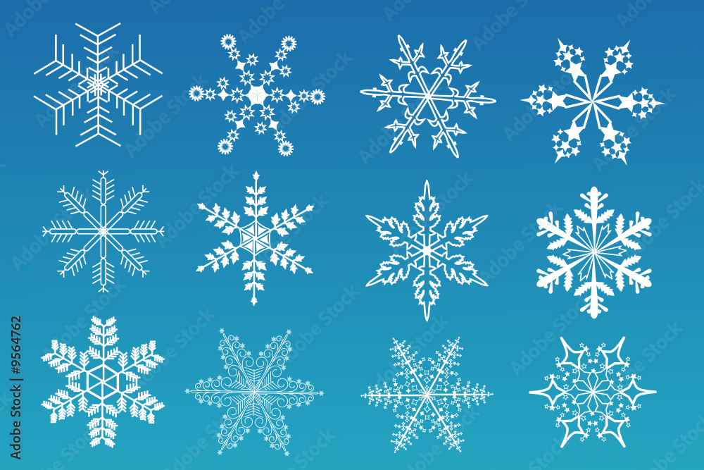 a set of snowflakes a set of snowflakes
