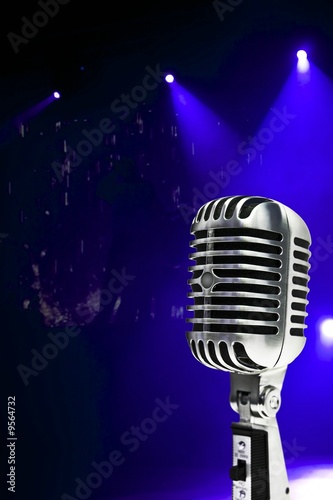 A retro, 60's style,metallic microphone.