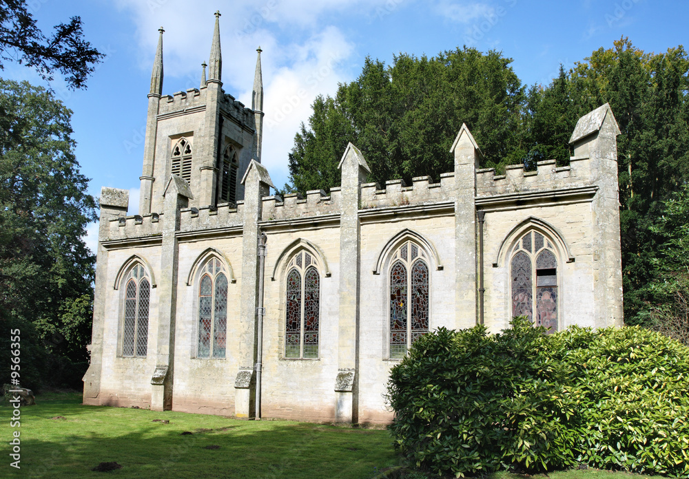 English Rural Chapel against a Blue Sky