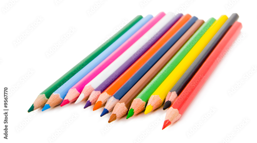 crayons isolated on white background..