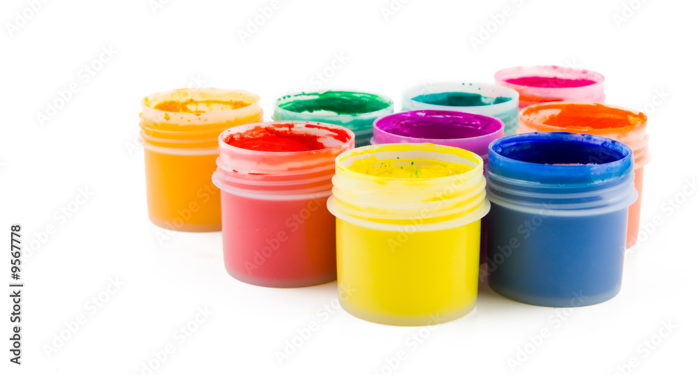 set of the watercolor gouache paints at the white background set of the watercolor gouache paints at the white background