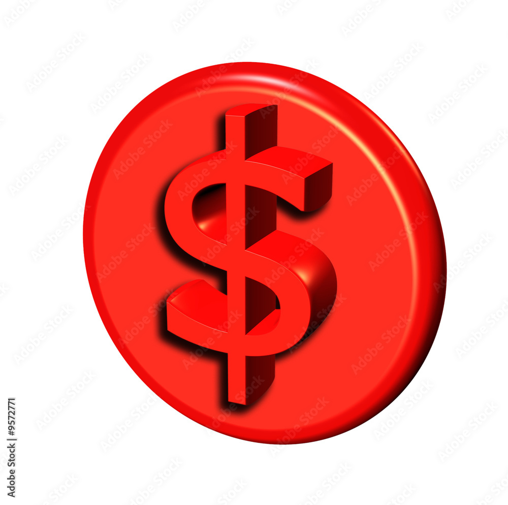red 3d dollar button with isolated on white red 3d dollar button with isolated on white