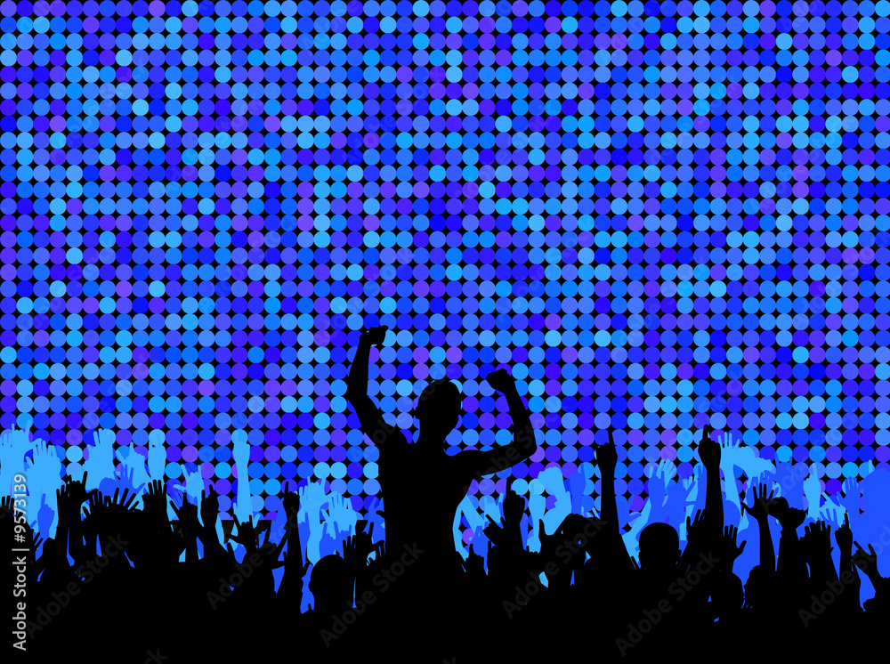 An abstract illustration with boys with hands up