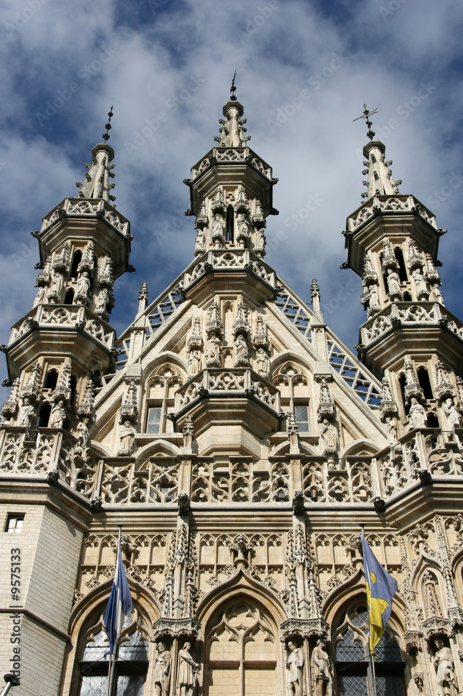 Famous Leuven Town Hall, landmark of Flemish Brabant