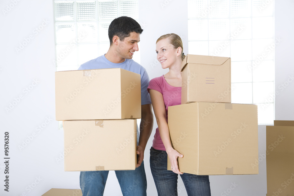 Couple with boxes Couple with boxes