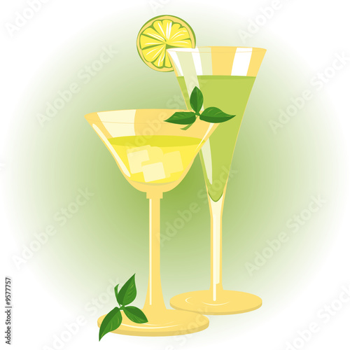 Glass glasses with drinks