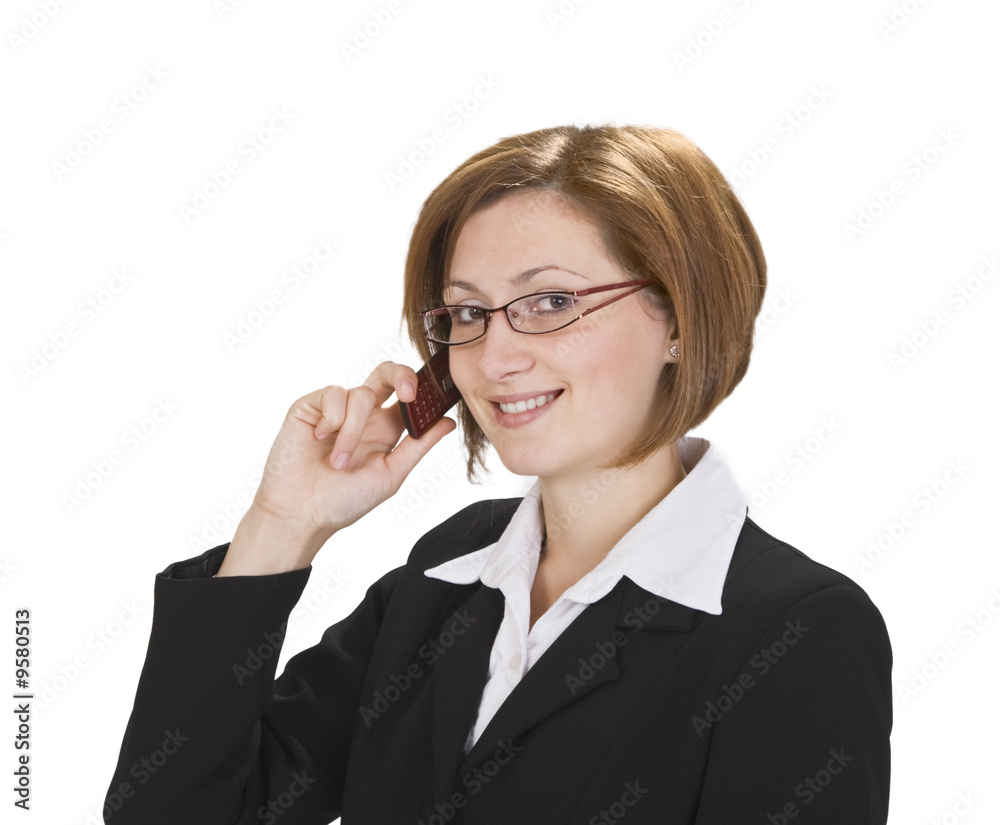 Businesswoman with glasses using a mobile phone. Businesswoman with glasses using a mobile phone.