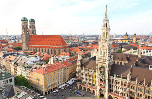 The aerial view of Munich city center from the Peterskirche