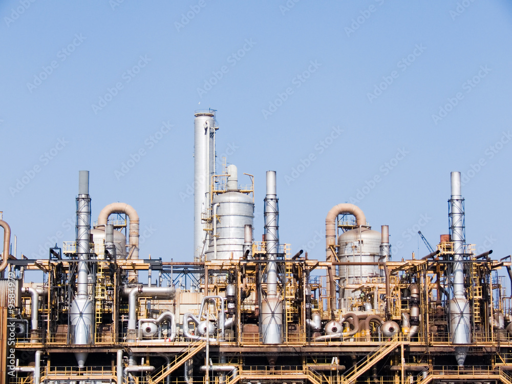 Towers of a refinery of chemistry-chemical industry